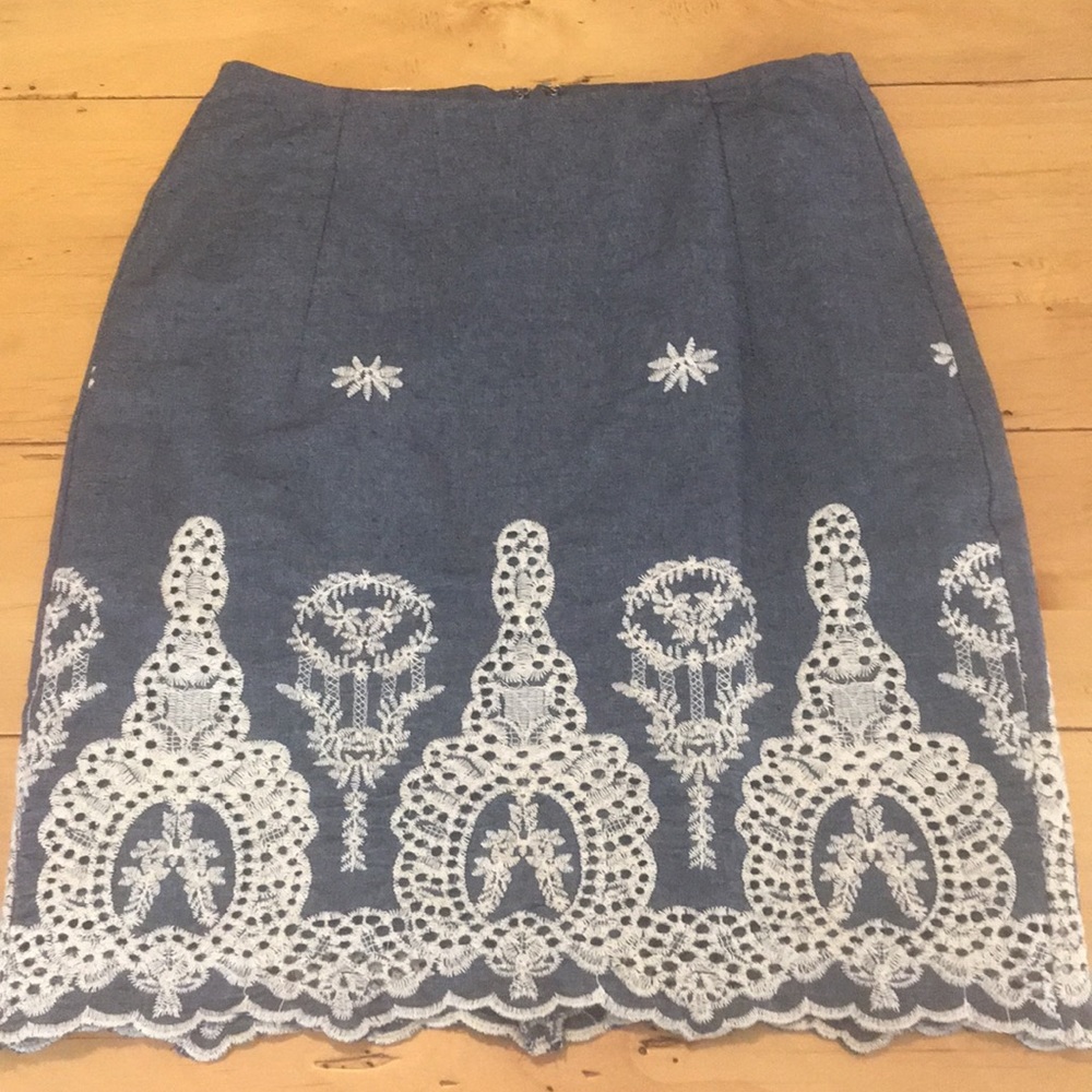 Blue and cream pencil skirt!